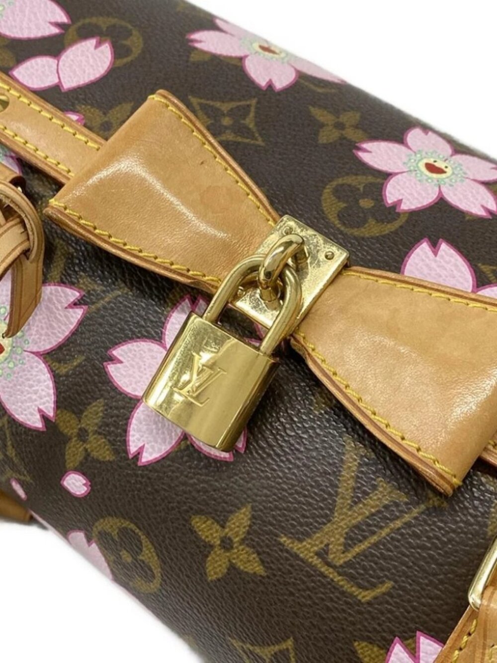 LOUIS VUITTON Papillon Maroon Monogram Cherry Blossom Unclear Handbag - Picture 6 of 14